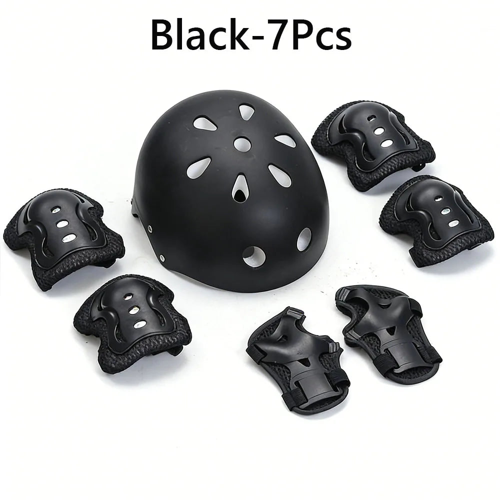 7Pcs/Set Kids Age with Wrist Guard and Knee Pads Elbow Pads Adjustable Protective Gear for Toddler Skating Cycling Scooter