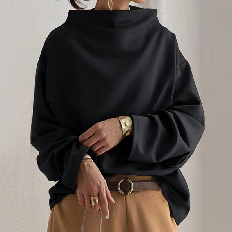 Women's pullover high neck loose fit hoodie