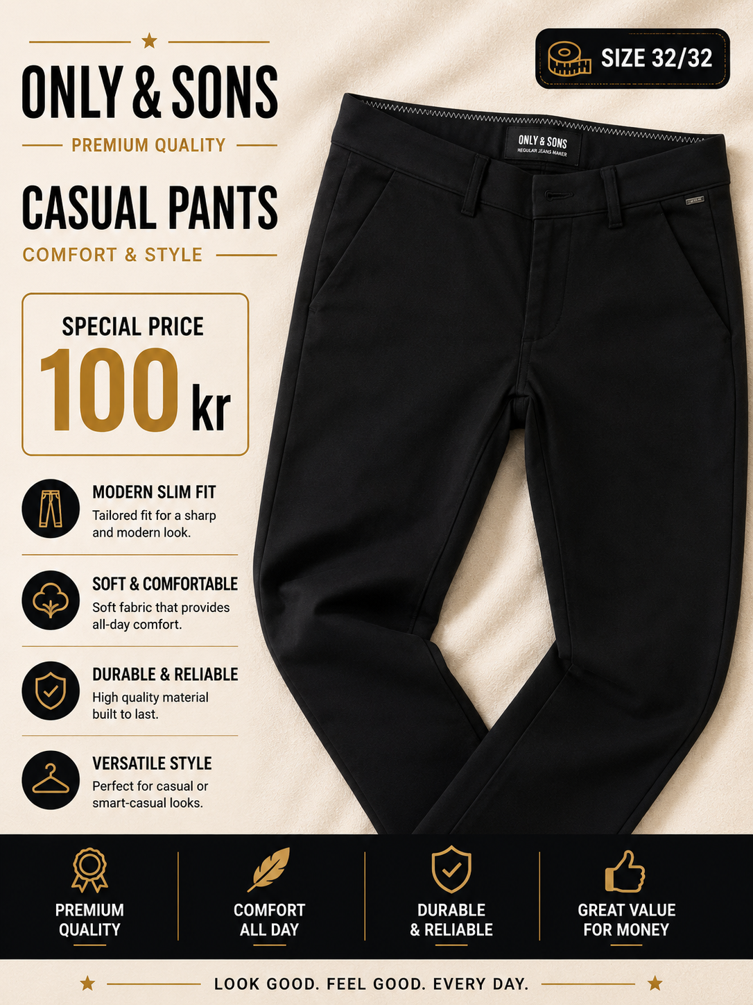 Only & Sons brand men's casual pants