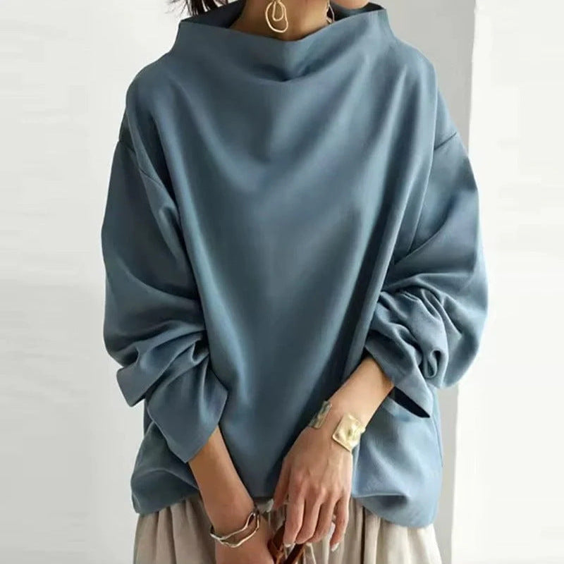 Women's pullover high neck loose fit hoodie
