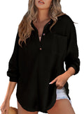 women's waffle knit top with cinched waist