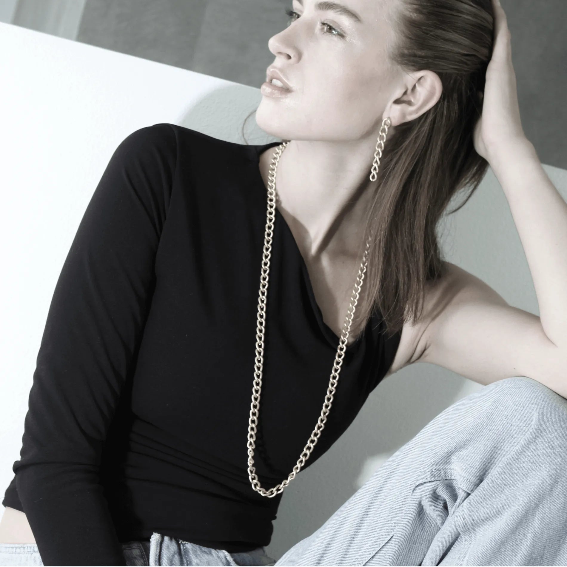 Tabitha Long Link Necklace Silver Plating