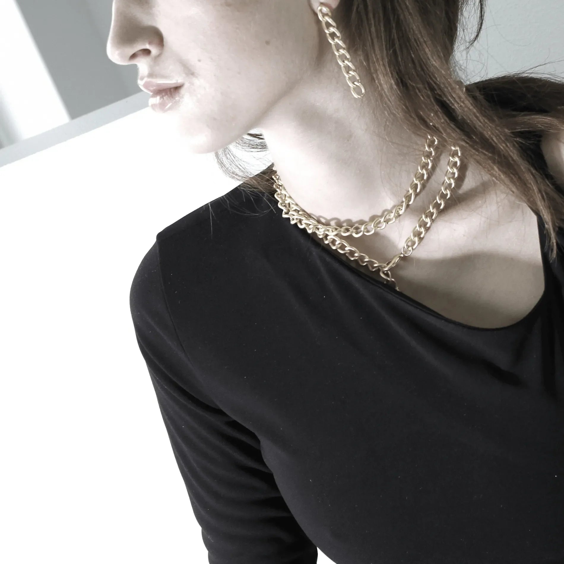 Tabitha Long Link Necklace Silver Plating