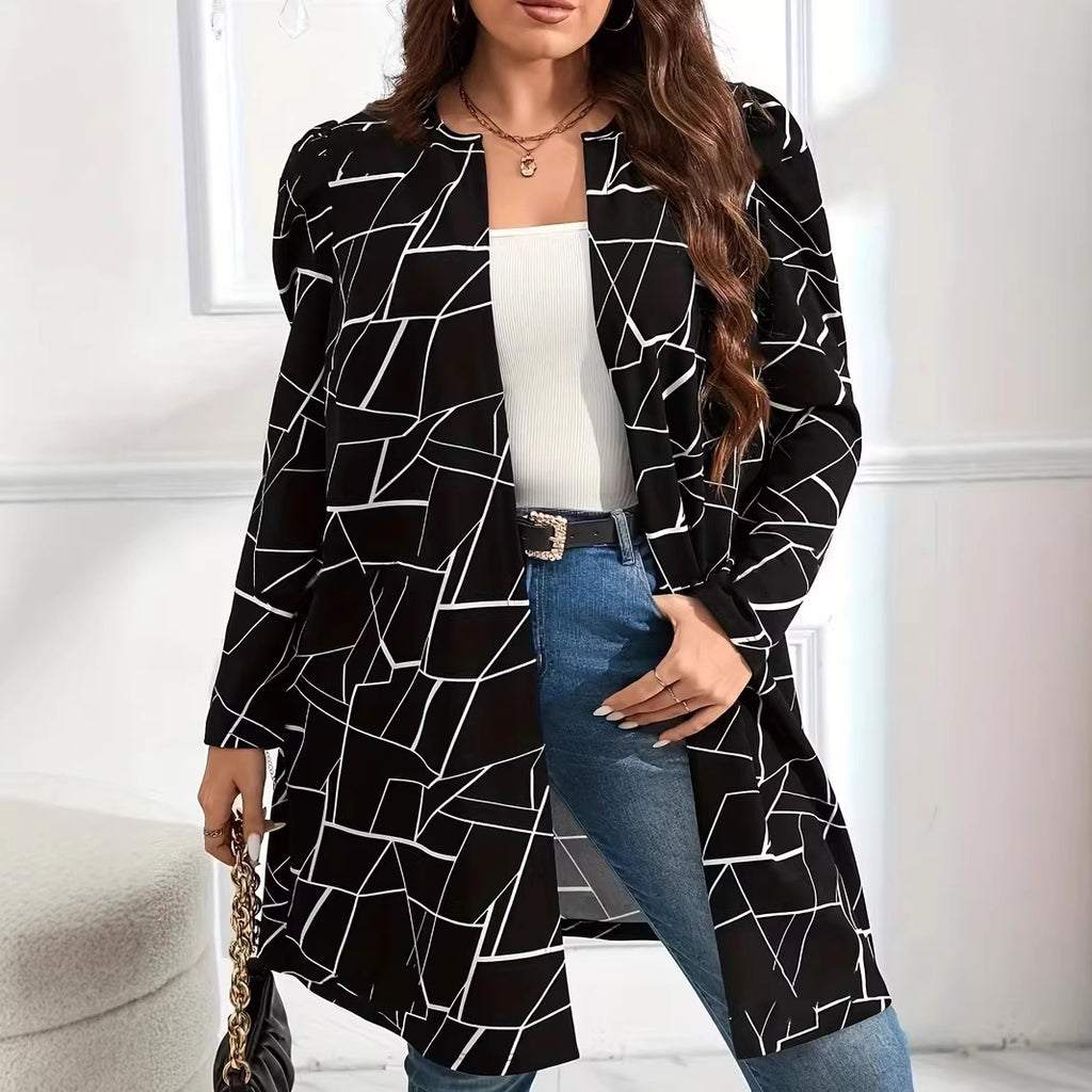 New cardigan for foreign trade plus size women's clothing printed fashionable loose plus size random printed jacket