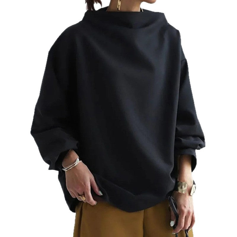 Women's pullover high neck loose fit hoodie