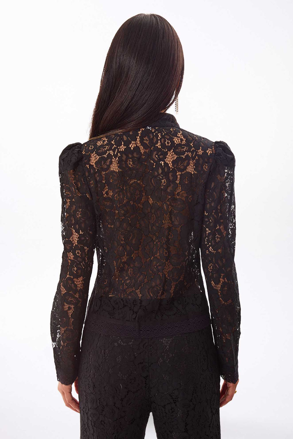 Lace Mandarin Jacket Black