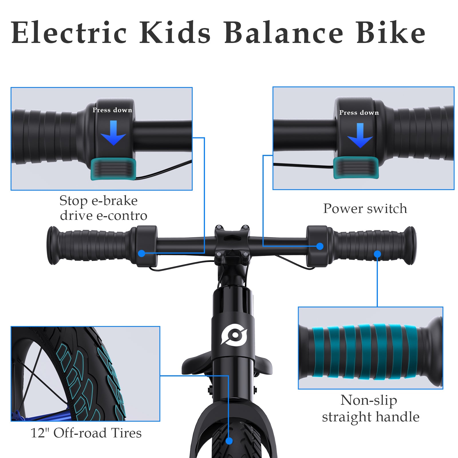USA Warehouse 150W 24V Lithium Battery 12 Inch Scooter Electric Balance Bike for Kids