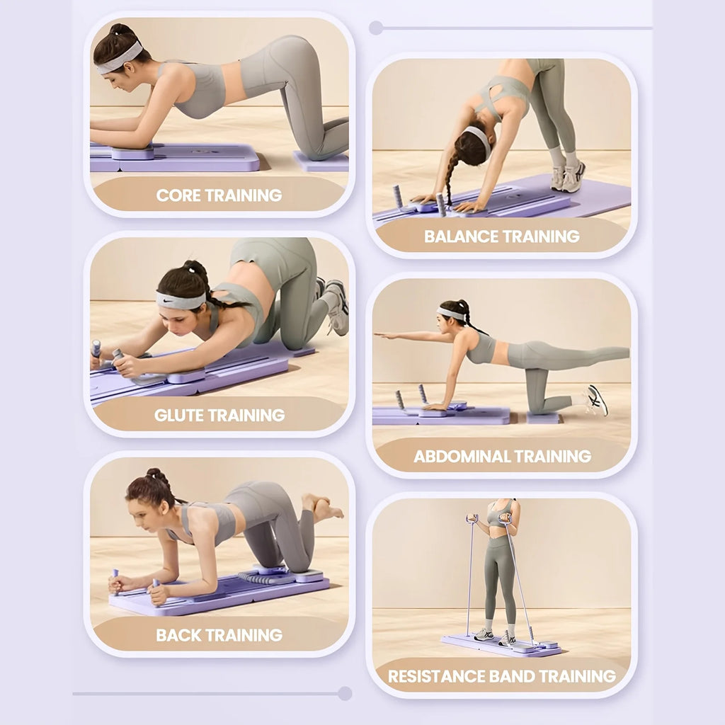 6 in 1 Multi-Purpose Foldable Pilates Reformer Board Set With Timer Pilates Equipment for Home