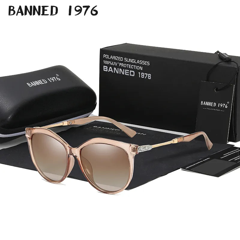 2025 New Luxury HD Polarized Women Sunglasses Fashion Round Ladies Vintage Brand Design Cat Eye Woman Female Sun Glasses Oculos
