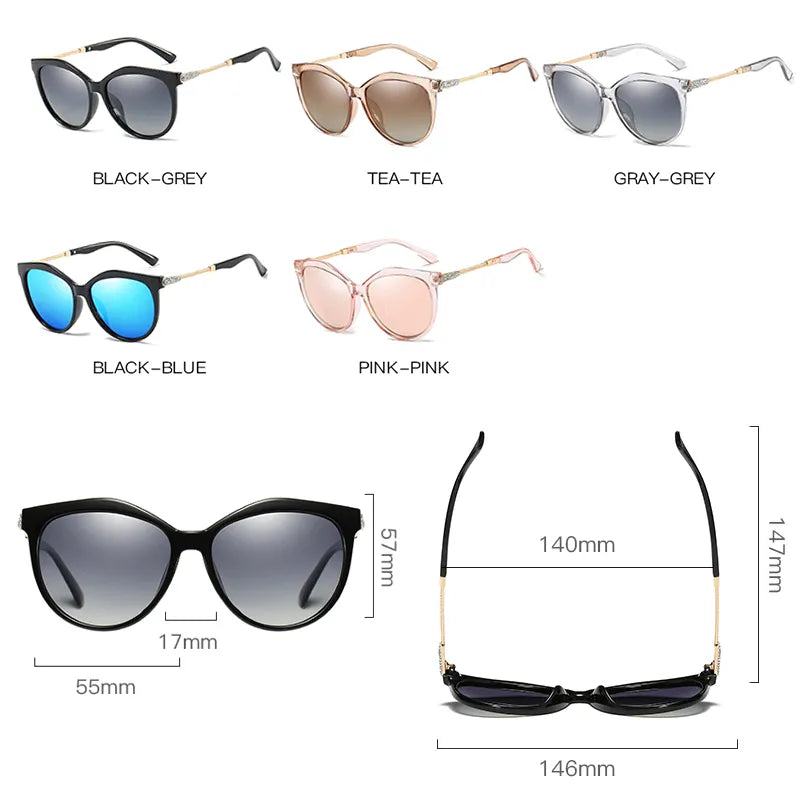 2025 New Luxury HD Polarized Women Sunglasses Fashion Round Ladies Vintage Brand Design Cat Eye Woman Female Sun Glasses Oculos