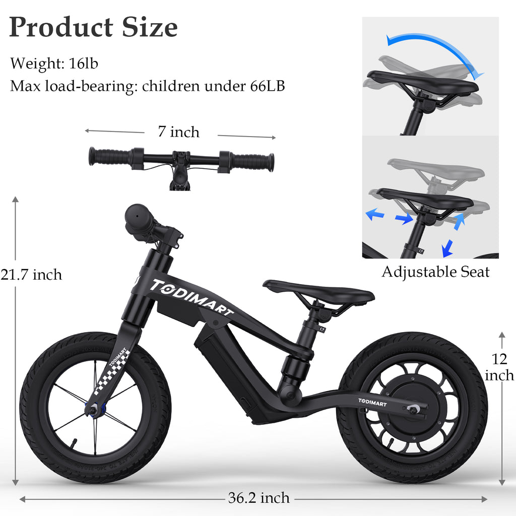 USA Warehouse 150W 24V Lithium Battery 12 Inch Scooter Electric Balance Bike for Kids