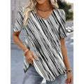 Fashion Woman Blouses 2024 T-Shirt Women's 3d Flower Print White Kawaii V-Neck T Shirt Female Clothing Oversized Summer Tops Tee