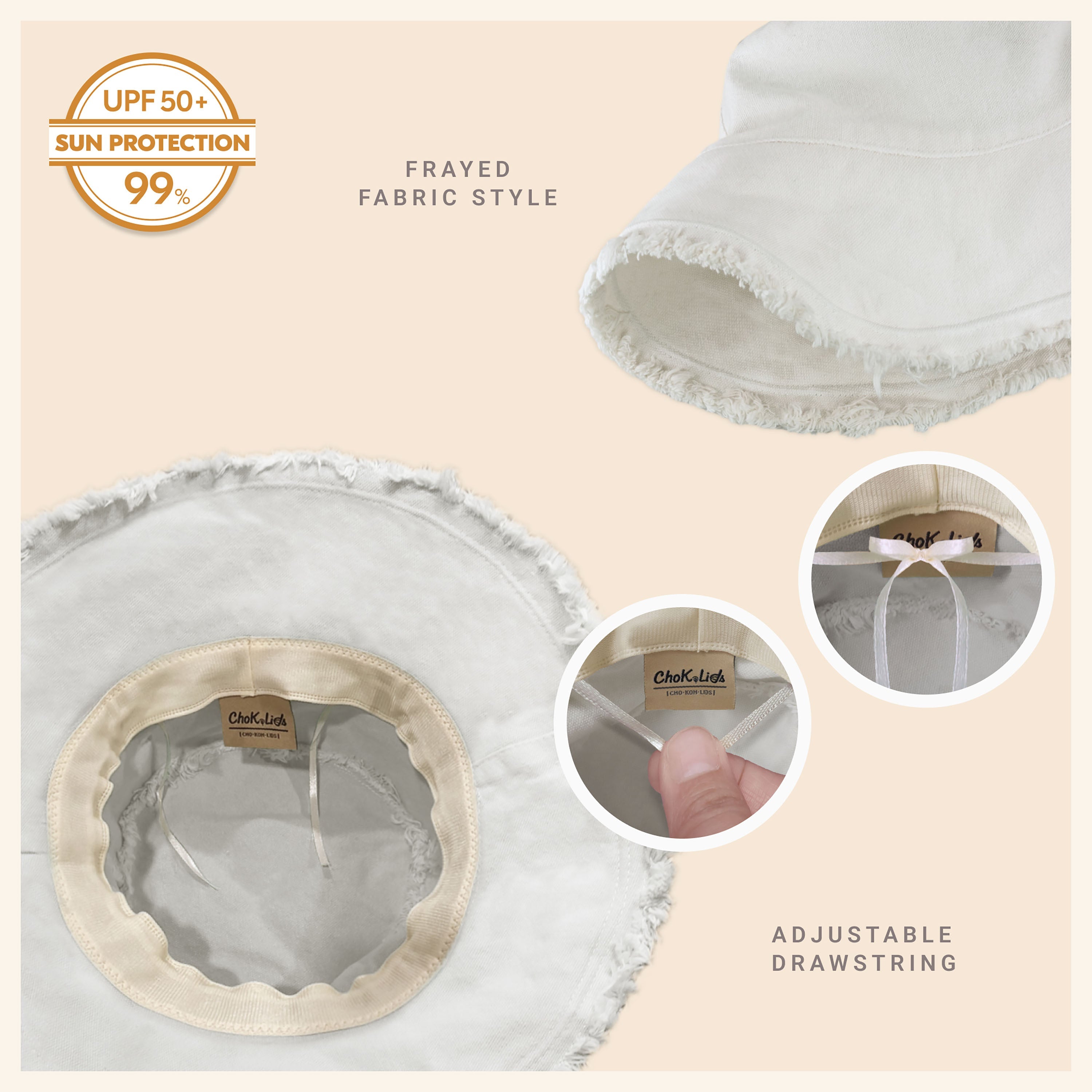Wide Brim Frayed Bucket Hat for Summer – Lightweight Cotton Sun Hat